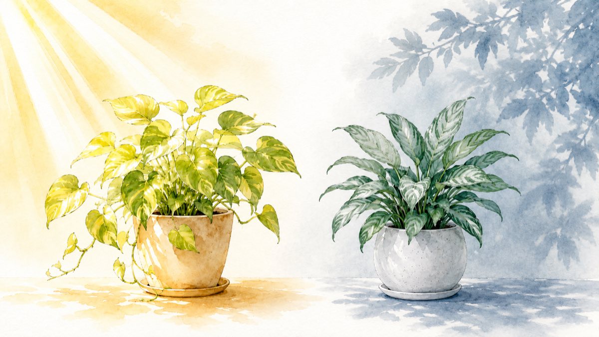 異なる環境で育つ2つの植物