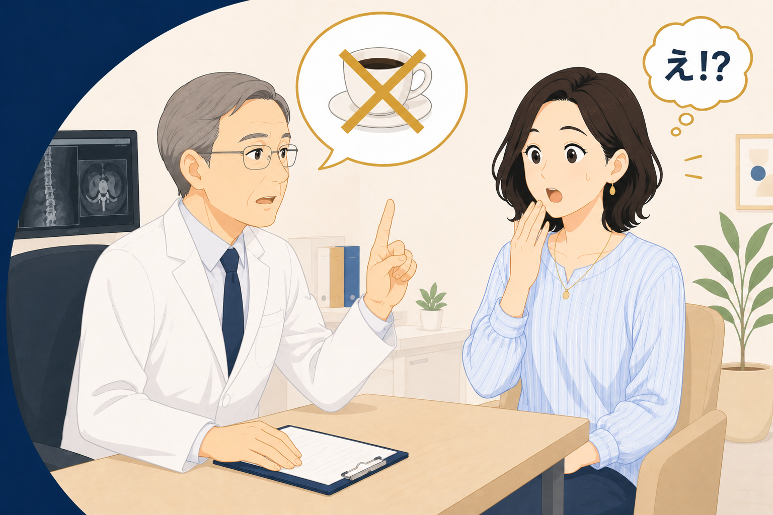 診察室でコーヒー禁止を言われて驚く