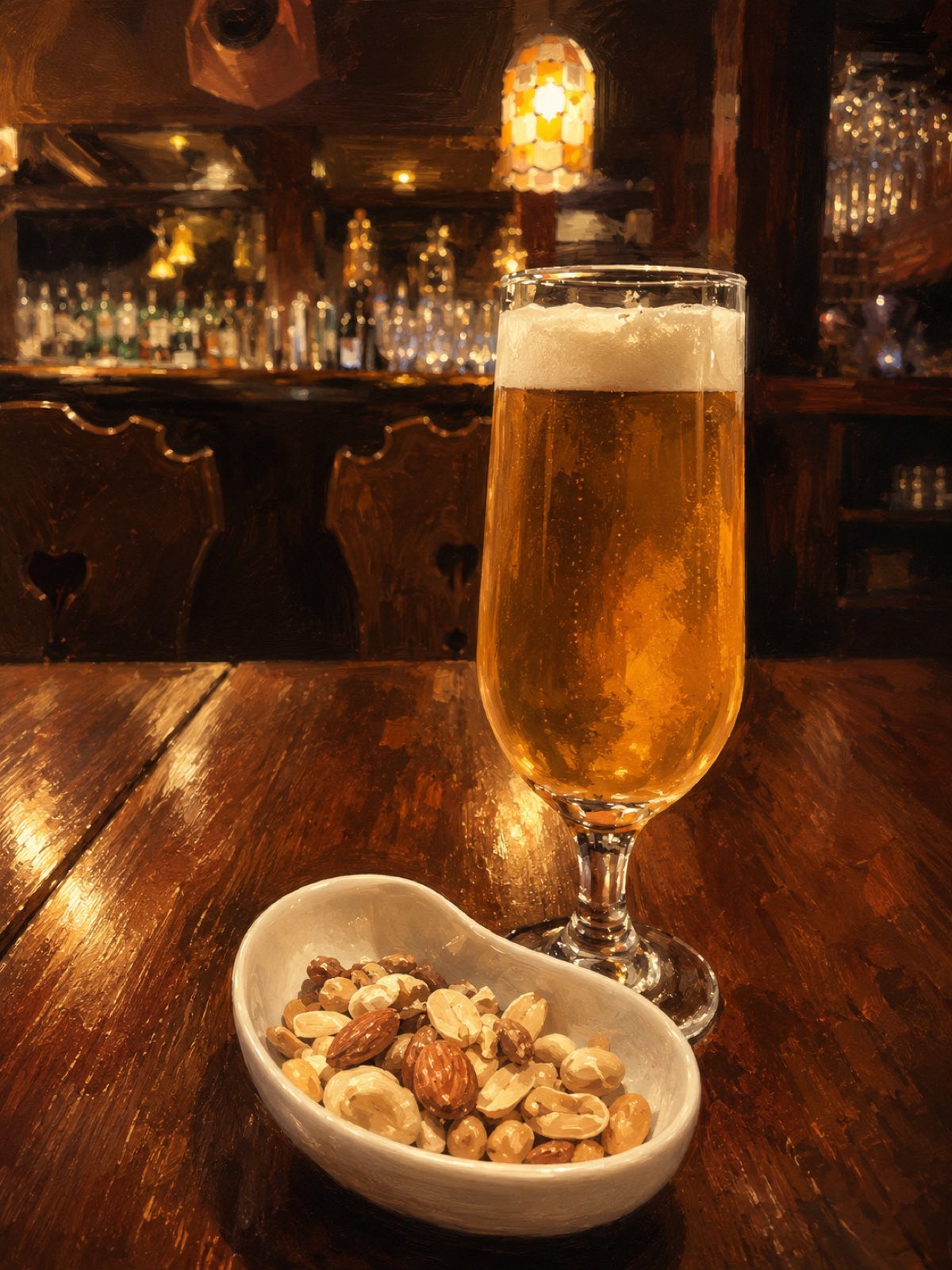 ビールとナッツで昼下がりのジャズを楽しむ